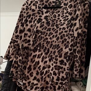 Vince Camuto Animal Print Blouse - Black and Brown